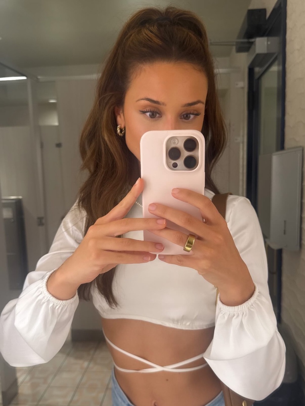 Satin white crop top